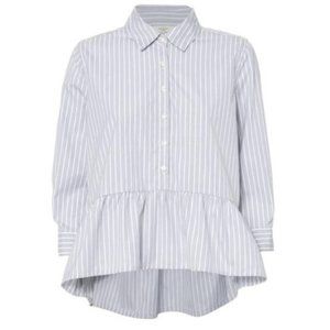 Birds of Paradis Trovata Striped Peplum Button Top